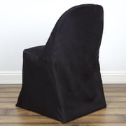 Efavormart 10pcs Black Linen Polyester Folding Chair Cover Dinning Chair Slipcover For Wedding Party Event Banquet Catering