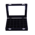 thumbnail image 1 of Cajas de madera para guardar joyas, organizador portátil de 24 compartimentos para pendientes, anillos y exhibidores, para mujeres y niñas (negro), 1 of 7