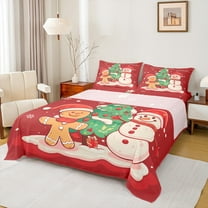 Manfei Cute Snowman Bed Sheets for Girls, Dreamy Christmas Snowflake King Sheets, Fairy Tale Sheet Set, Breathable Home Decor, 4pcs