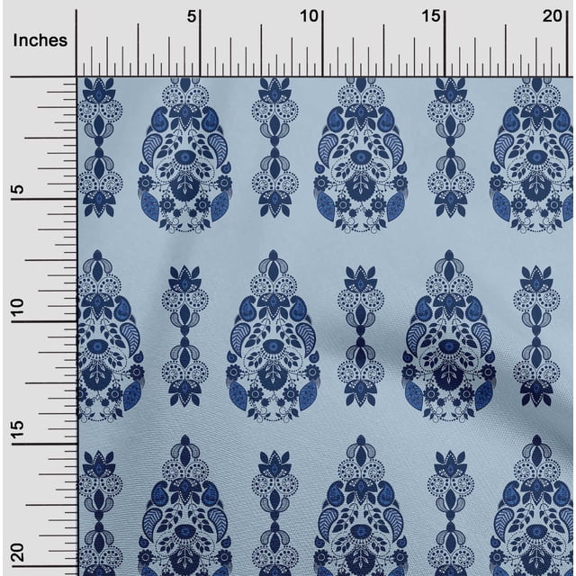 oneOone Coton Bio Popeline Sergé Feuilles & Imprimé Ethnique Floral 1 Yard 42 Inches Wide
