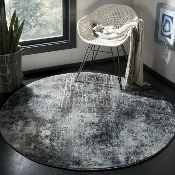 Safavieh Galaxy Addison Abstract Area Rug, Charcoal/Blue, 5'3" x 5'3" Round
