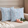 thumbnail image 2 of Easter Rabbits Pillow Covers 2 Pack Spring Bunny Carrots Love Gift Boxes Blue Background Pillowcase Waterproof Outdoor Throw Pillow Cover for Patio Garden Square Cushion 18”x18”, 2 of 9
