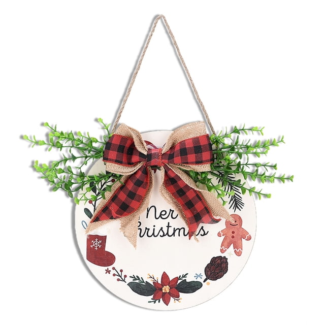 Bearachild Señal de bienvenida para fiesta, puerta delantera, casa de campo, plantas verdes de madera, lazo, artesanía, colgante de pared, porche de Almacenamiento y organización del hogar D Bearachild HA009517-04B