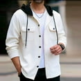 thumbnail image 2 of LIaqionyy Mens Hoodie Jacket Casual Drawstring Button down Jackets Clothes Winter Outfits with Pocket, 2 of 7