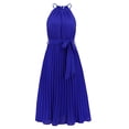 thumbnail image 6 of Women's Pleated Spaghetti Strap Tie Waist Midi Dress 95% Polyester 5% Spandex Lightweight Sheer Finish for any occasion, 6 of 30