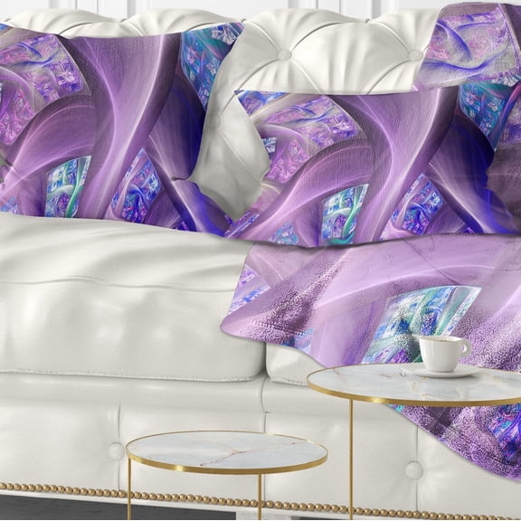 Designart Purple Blue Fractal Curves - Abstract Throw Pillow - 12x20