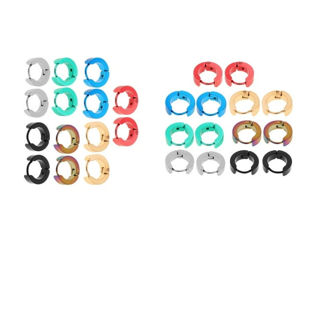 14 pares de aretes tipo argolla de material acero inoxidable para damas para hombres con perforadas