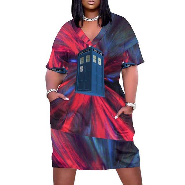 Vestido de noche con bolsillos sueltos Doctor Blue Box, vestido elegante para mujer, vestido de noche para mujer 2025