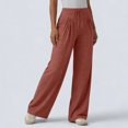 thumbnail image 6 of Women's High Waisted Wide Leg Pants Casual Pleated Palazzo Trousers Loose Fit Straight Leg Lounge Pants with Drawstring and Pockets, 6 of 6