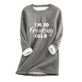 thumbnail image 3 of Feancey Fuzzy Sweatshirts for Women Winter Warm Sherpa Lined Fleece Pullover Letter Print Thermal Tunic Tops Comfy Furry Loungewear Pajamas Dark Gray S, 3 of 6