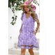 thumbnail image 3 of Vestido de verano con cuello en V y manga corta con pétalos de kipfall para mujer, 3 of 6