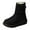 Black, variant on Women's Thermal Fleece Lining Anti Skid Mid Calf Boots Waterproof Cloth Warm Snow Boots Round Toe Plush Lining Slip-On Waterproof Winter Boots with Hook And Loop