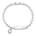 thumbnail image 3 of Sterling Silver Bracelet ID Curb Women's 4 mm 7.5 in Polished Rolo Link Heart Dangle, 3 of 4
