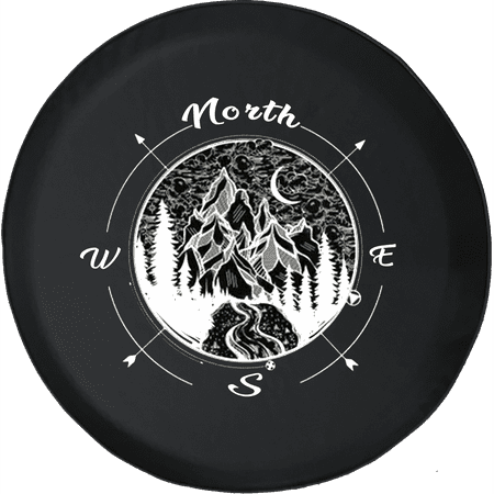 Compass Geometric Mountain Scene Night Sky Travel Spare Tire Cover fits Jeep