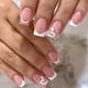 thumbnail image 1 of Uñas postizas cuadradas cortas, 24 piezas de uñas francesas a presión, uñas postizas con pegamento, uñas postizas con diseño de corazón rosa con purpurina, uñas cuadradas extraíbles, 1 of 4