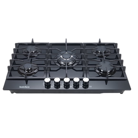 Parrilla Gas KUTCHEN KPG32776B 5 Quemadores Cristal Templado Negro