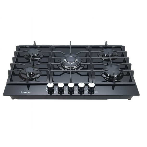 Parrilla Gas KUTCHEN KPG32776B 5 Quemadores Cristal Templado Negro