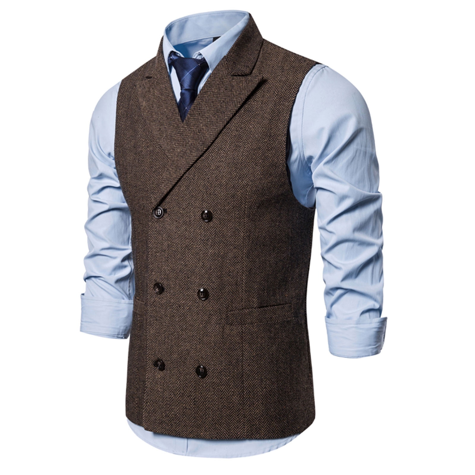 Men's Suit Vest Business Formal Dress Waistcoat Slim Fit Double