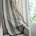 thumbnail image 3 of Ochine Rod Pocket Top Curtains with Tassel Geometric Striped Bohemian Print for Room Darkening Home Decor, Farmhouse Boho Window Panel Curtains Bedroom Kitchen, 3 of 13