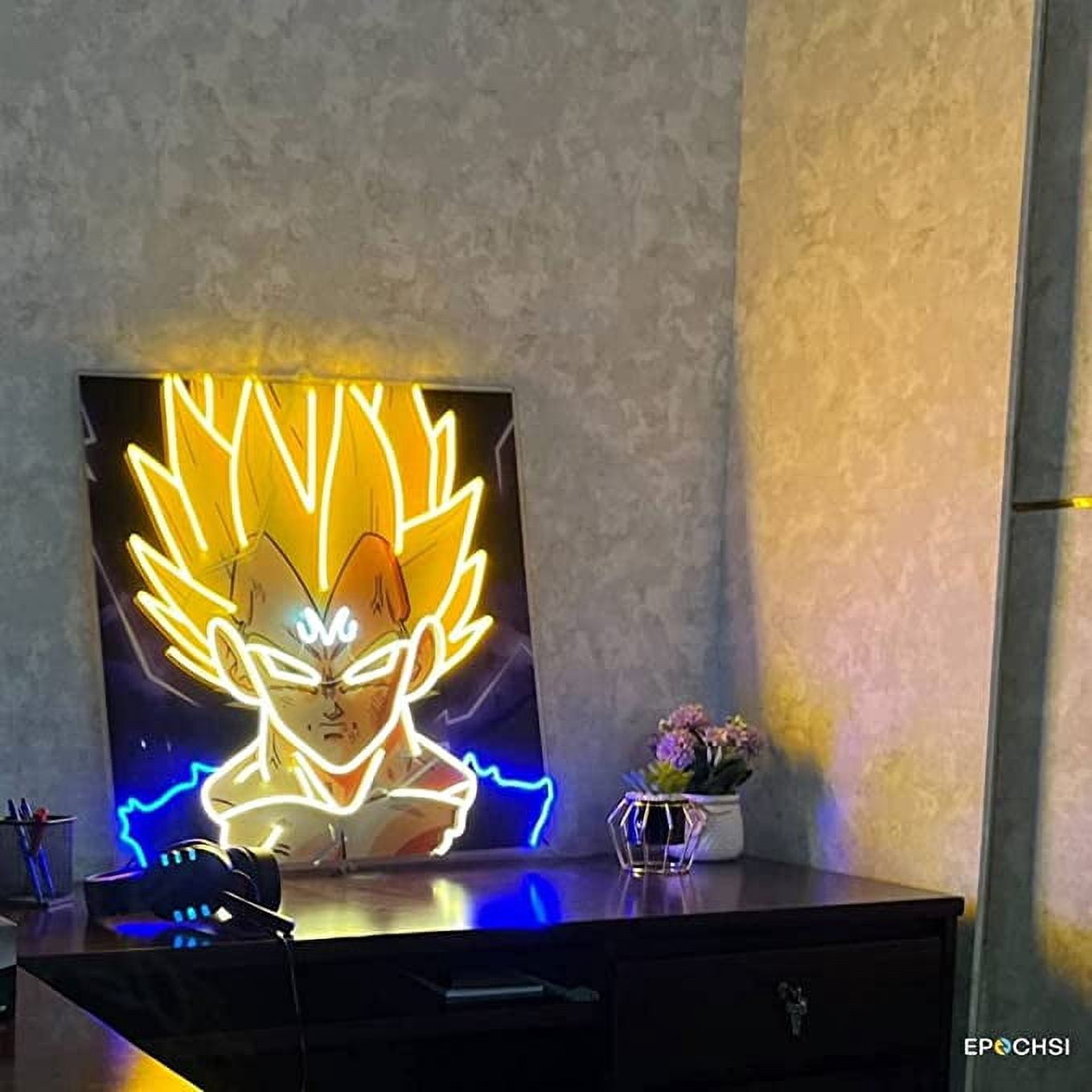 EPOCHSI Anime Songoku Neon Sign, UV Printed LED Sign 20 x 20 inches, Gaming Decor for Boys,Kids With Dimmer Switch and Power Adapter