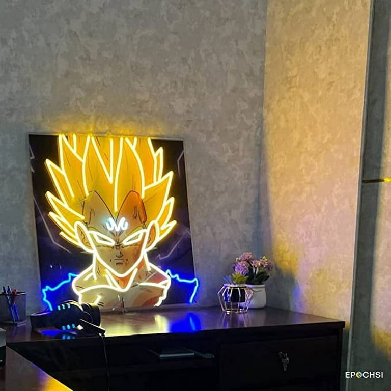 EPOCHSI Anime Songoku Neon Sign, UV Printed LED Sign 20 x 20 inches, Gaming  Decor for Boys,Kids With Dimmer Switch and Power Adapter