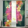 thumbnail image 4 of Green Plant Red Hibiscus Printed Curtains Drape Sheer Tulle Home ration Living Room Bedroom Cortinas Chiffon Window Curtains, 4 of 7