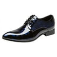thumbnail image 2 of Santimon Men Oxford Dress Shoes Brogue Floral Patent Leather Casual Formal Business Derby Shoes Blue 10 US, 2 of 8