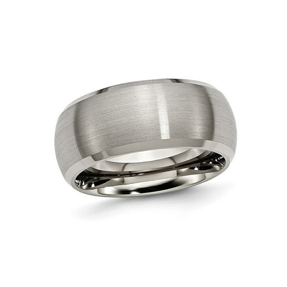 Gem & Harmony Mens Satin Beveled Edge Titanium Wedding Band Ring (10mm) for Men