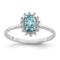 thumbnail image 4 of 925 Sterling Silver Rhodium Light Swiss Blue Topaz Diamond Ring Size 6, 4 of 6