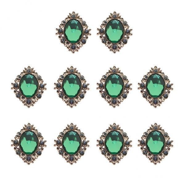 Rongfmy 3-4 Packung 10pcs Rhinestone Flat Back Beads Button Scrapbook Embellishment Green 3 Pcs