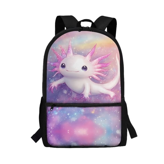 Uorisanigo 17 Inch Pink Axolotl School Bankpack for Boy Girl 6-12 Year, Casual Basic Bookbag Large Capacity Back to School Bag for Preschool Elementary Kindergarten Schoolbag