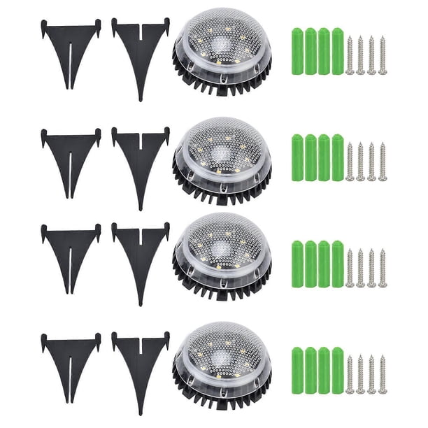 4 Pack 8 LED Solar Garden Lights for Sidewalk, Yard, Lawn, Patio, Driveway, Backyard. Warm Light.
