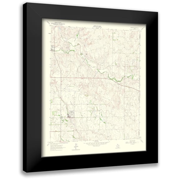USGS 12x14 Black Modern Framed Museum Art Print Titled - Kelton Texas Quad - USGS 1965