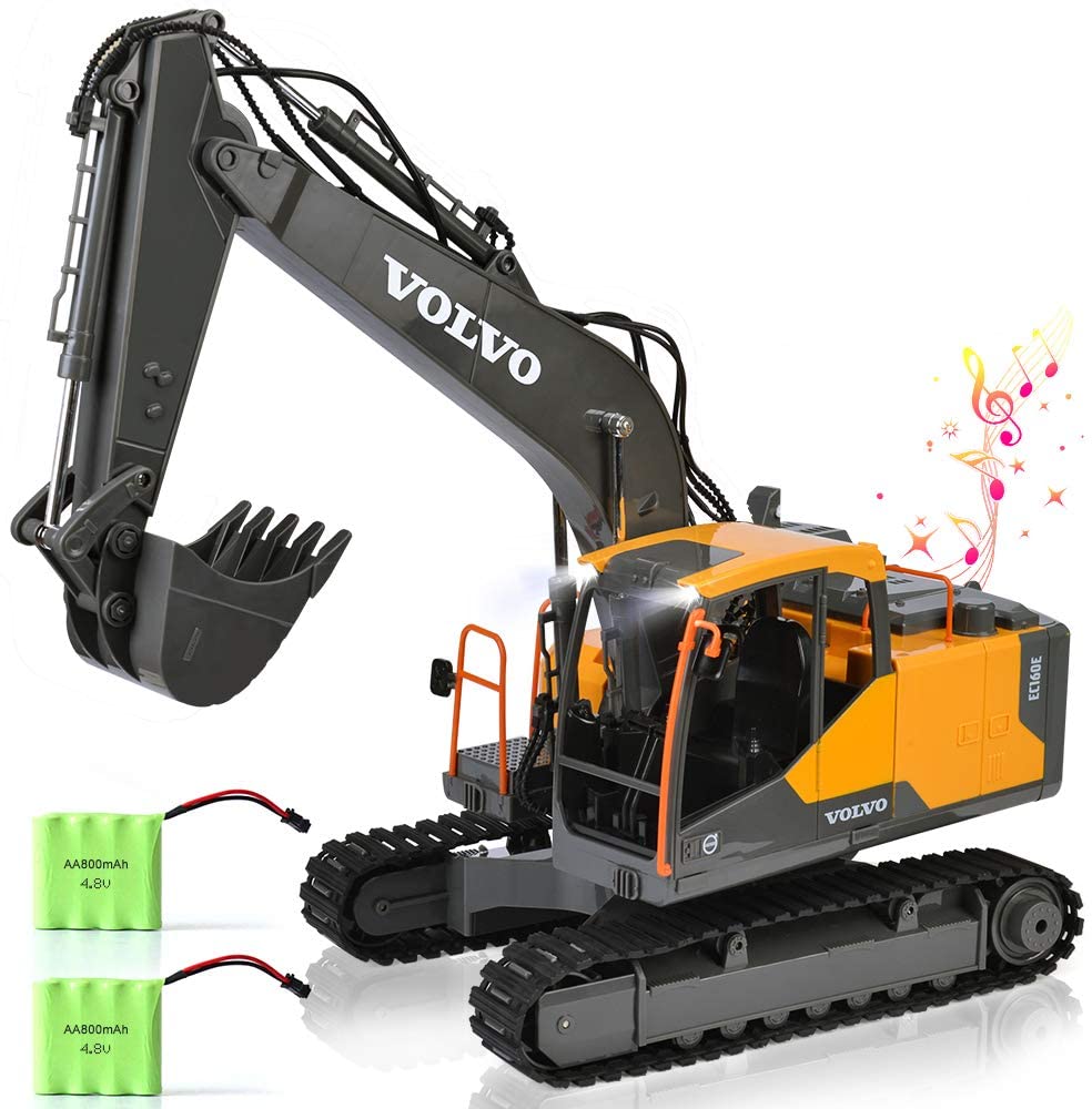 Volvo RC Excavator Construction Truck 17 Channel 1/16 Scale RC Truck Digger with 2 Batteries