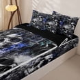 thumbnail image 3 of Homewish Death Skull Zipper Full Size Comforter Sets with Fitted Sheet and 2 Pillowcases,Navy Rose Flower Zipper Bedding Set,Halloween Bed Set,Black Reversible,4pcs, 3 of 8