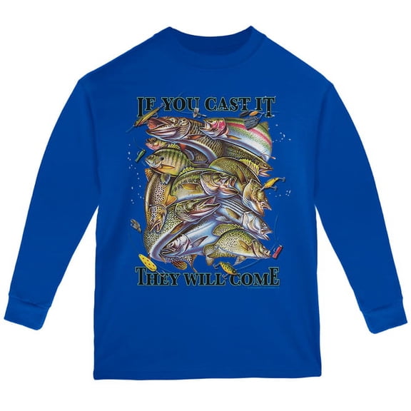 Old Glory Youth If You Cast It Fishing Long Sleeve Graphic T Shirt