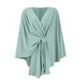 thumbnail image 2 of Womens Open Front Poncho Sweater Wrap Topper Knitted Elegant Shawls Cape for Spring Fall Winter, Wraps Soft Open Front Turquoise, 2 of 4
