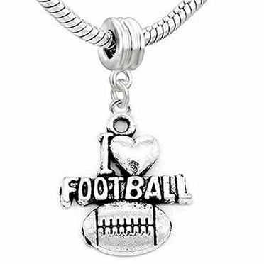 J&M Dangle Football & Helmet Charm Bead – Alloy Charm For Bracelets (Sports Theme)