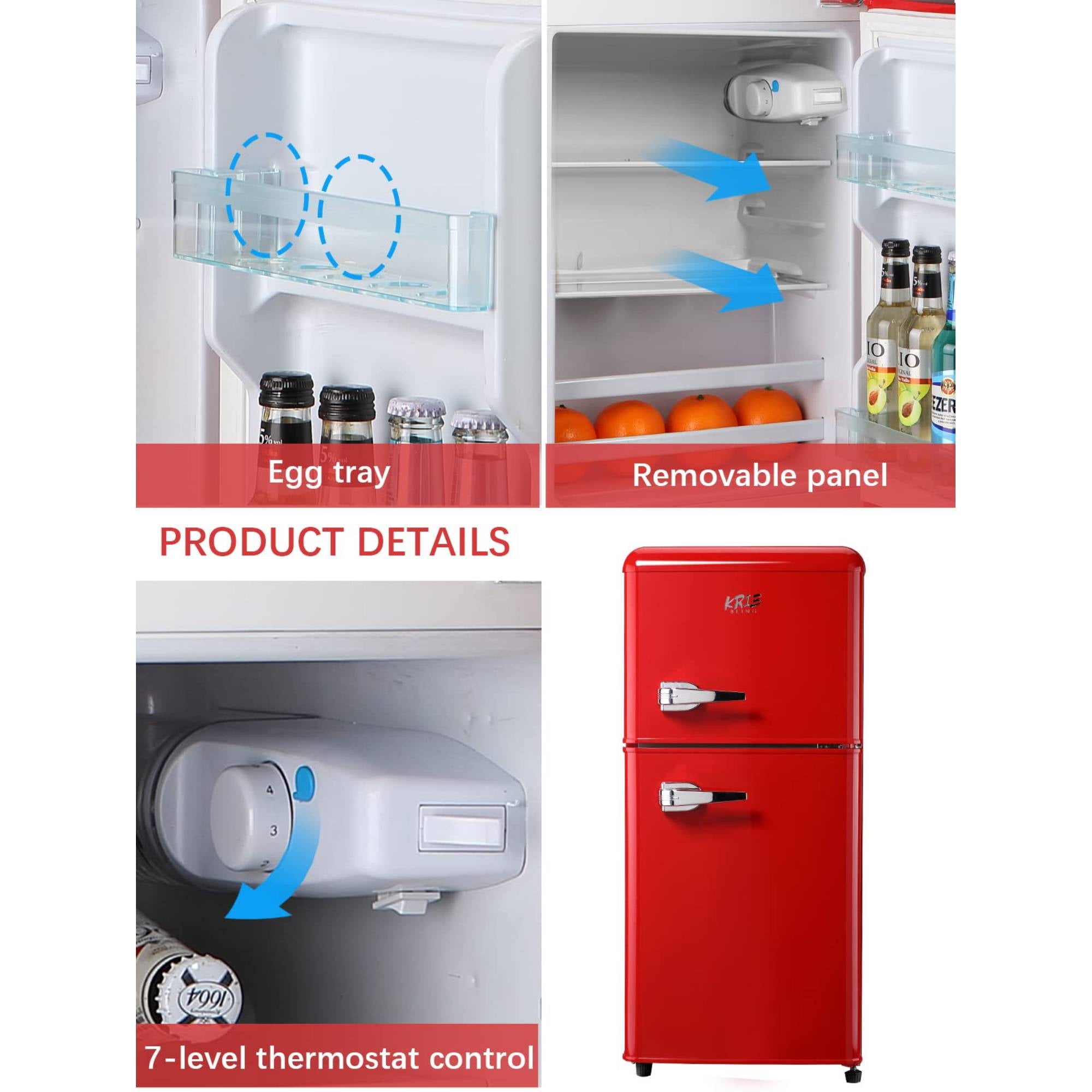 3.5 Cu. Ft Mini Fridge Compact Refrigerator with Top-Freezer,7- Level Adjustable Thermostat, Adjustable Shelves For Bedroom, Office, Kitchen, Apartment, Red