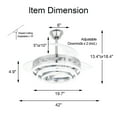thumbnail image 6 of 42" Silver Modern Retractable Ceiling Fan With Dimmable Light Kit and Remote Control, DIY-Shape 6-Speed Reversible Ceiling Fan, 6 of 10