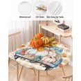 thumbnail image 3 of Fitted Round Tablecloths Table Covers 45-54in,Thanksgiving Farm Blue Truck Pumpkin Waterproof Elastic Edged Table Cloth for Kitchen Dining Holiday Party Tables Decor,Fall Maple Leaves on Checker, 3 of 6