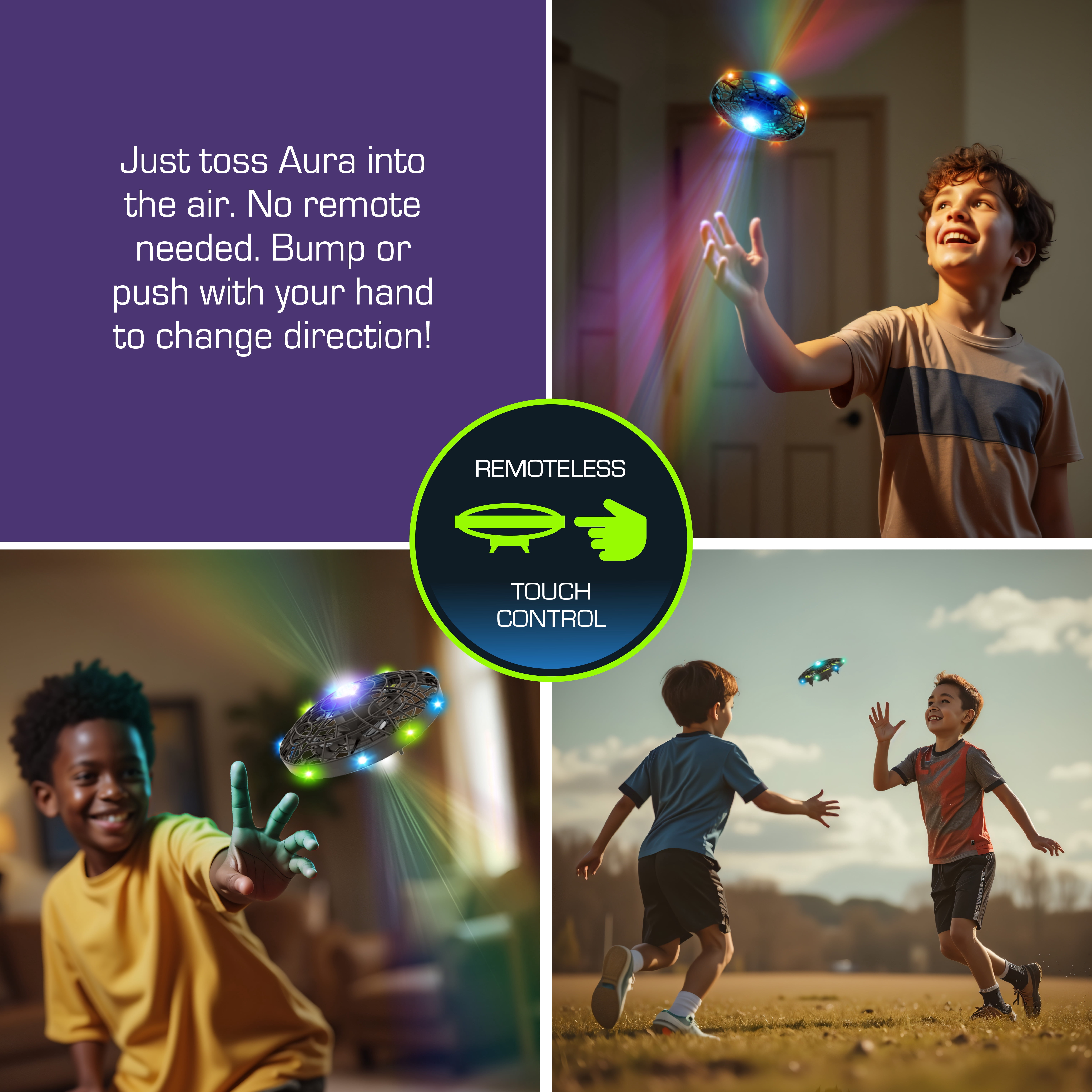 Sky Viper Aura Touch-Control Light Drone, No Remote, Indoor Safe, Rechargeable Battery