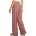 thumbnail image 3 of gbyLJF Women's Wide Leg Casual Loose Pants Yoga Sweatpants Comfy Crossover High Waisted Lounge Pajama Flowy Pants Pink 4XL, 3 of 6