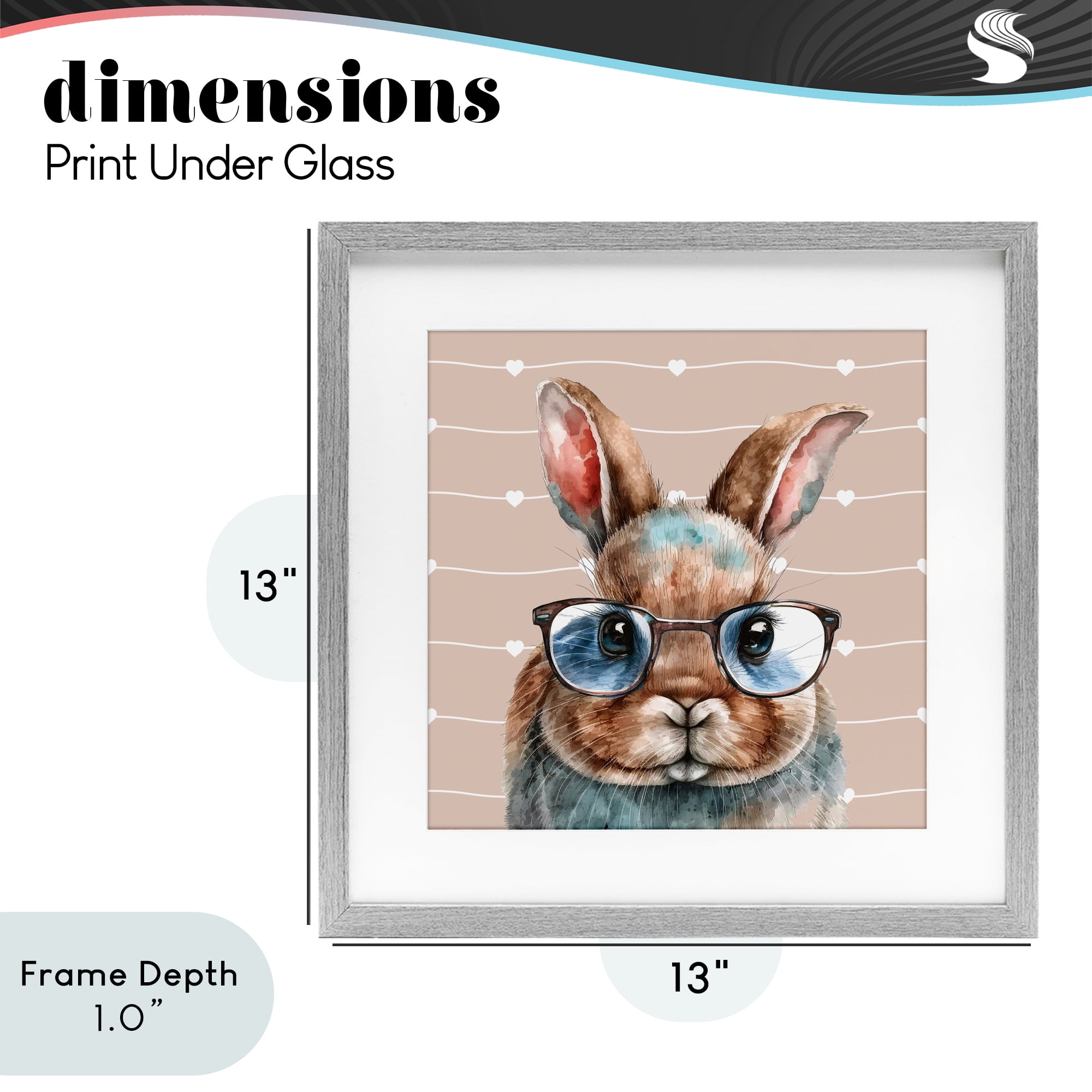 Stupell Industries Buster Rabbit with Specs Gray Framed Print Under Glass, design by Yvonne Coleman Burney