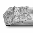 thumbnail image 3 of Sketchy Soft Flannel Fleece Throw Blanket, Cartoon Design House Village with Stripes Hand Drawn Images Artwork Print, Cozy Plush for Indoor and Outdoor Use, 50" x 60", Black and White, by Ambesonne, 3 of 6