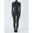 thumbnail image 2 of Haitryli Women's Long Sleeve Glossy Bodystocking Bodysuit Full Body Jumpsuit Unitards Shapewear Black L, 2 of 5