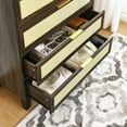 thumbnail image 5 of Vastcury Modern Wooden Dresser with 5 Rattan Drawers, Chest of Drawers with Spacious Storage for Bedroom, Living Room, Walnut, 5 of 10