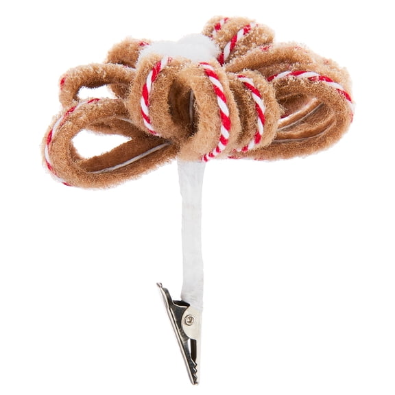 Brown and White Gingerbread Flower Mini Christmas Clip Ornament, 3.5", by Holiday Time