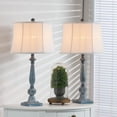 thumbnail image 6 of Maxax Blue Resin Table Lamps Set of 2，3-Way Dimmable 28" Traditiona Bedside Nightstand Lamps with White Bell Fabric Shade for Living Room Bedroom Office, 6 of 8