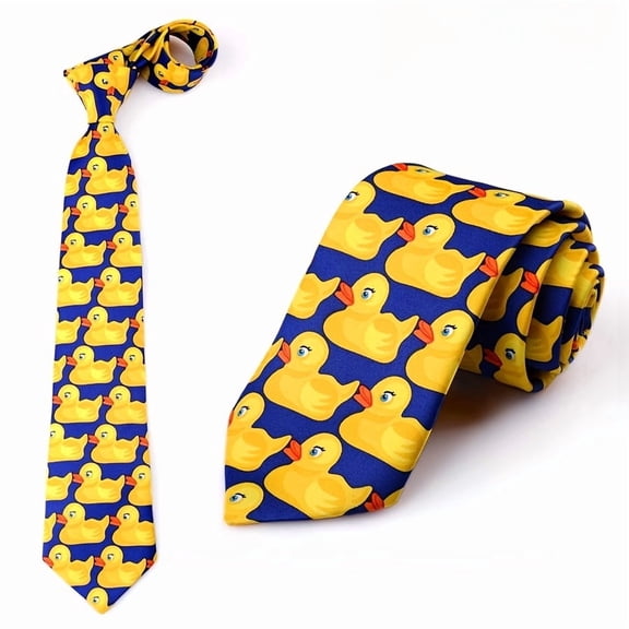 Cartoon Duck Pattern Tie, Funny Novelty Polyester Tie for Men, Whimsical Birthday Party Gift & Costume Accessory